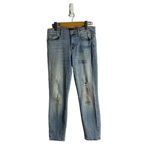 J Brand Women's Light Wash Cropped Halo Destruct Denim Jeans